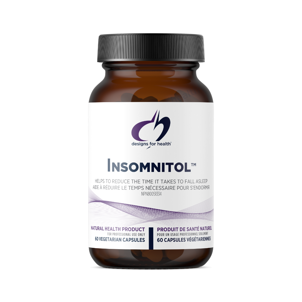 Bottle of Designs for Health Insomnitol 60 Vegetarian Capsules