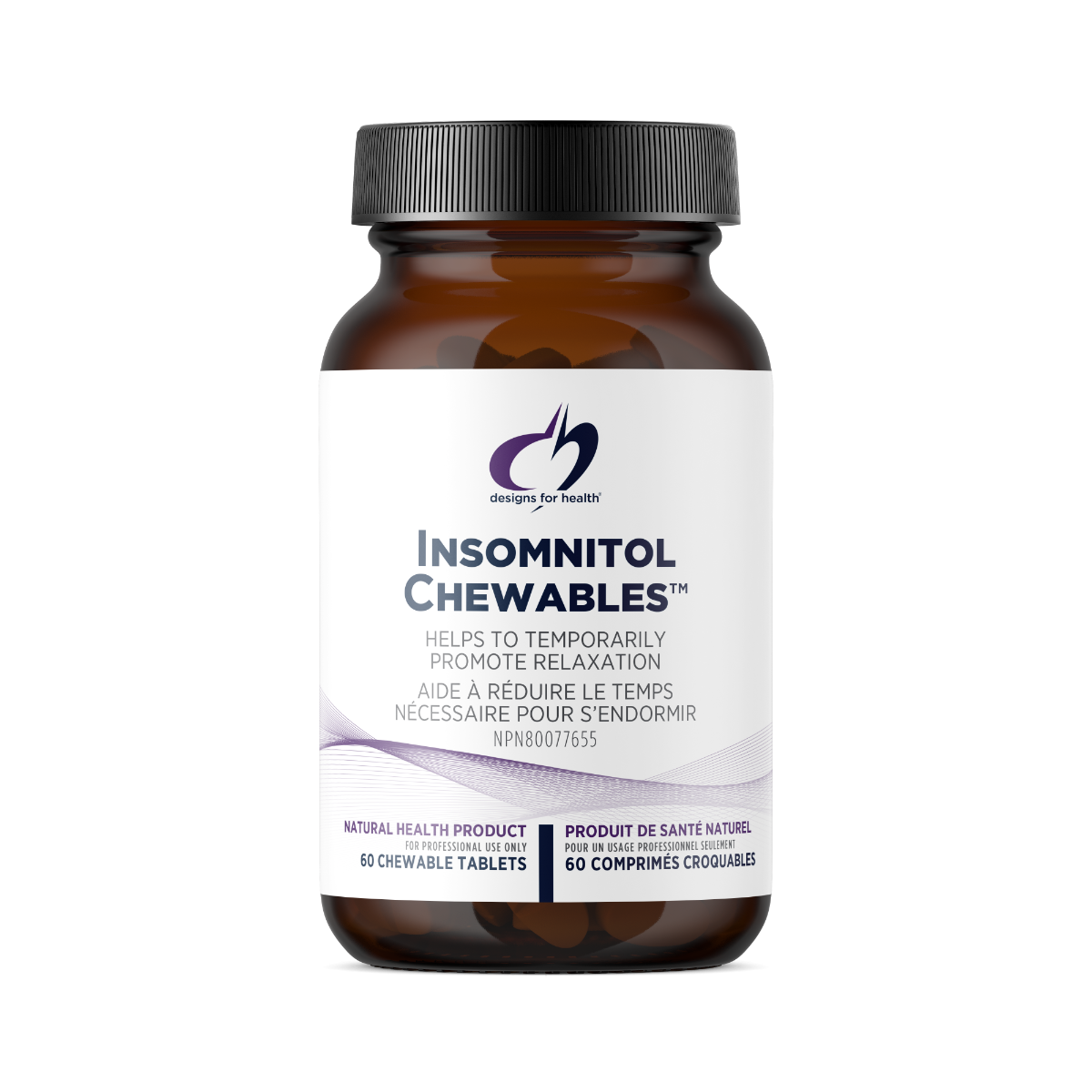 Bottle of Design for Health Insomnitol 60 Chewable Tablets