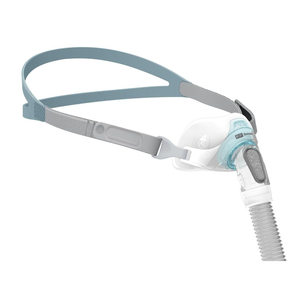 Side view of the F&P Brevida Nasal Pillow Mask