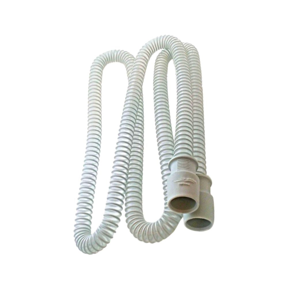 White Philips Respironics 15mm flexible standard CPAP tube with connectors