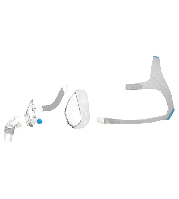 Individual components of the ResMed AirFit F20 full face CPAP mask