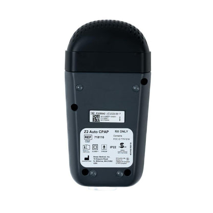 Back of Breas Z2 Travel CPAP device