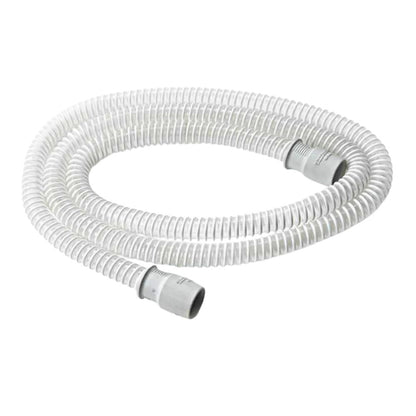 White and clear standard 15mm Philips Respironics CPAP tube coiled