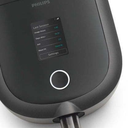 Closeup of Philips DreamStation 2 CPAP Machine powered on