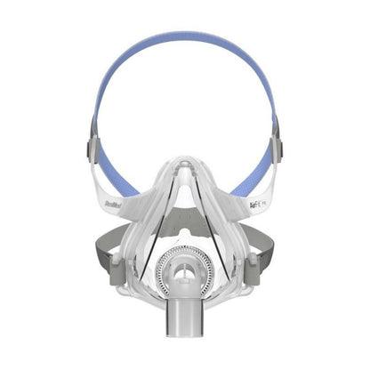 Front view of the ResMed AirFit F10 full face CPAP mask system