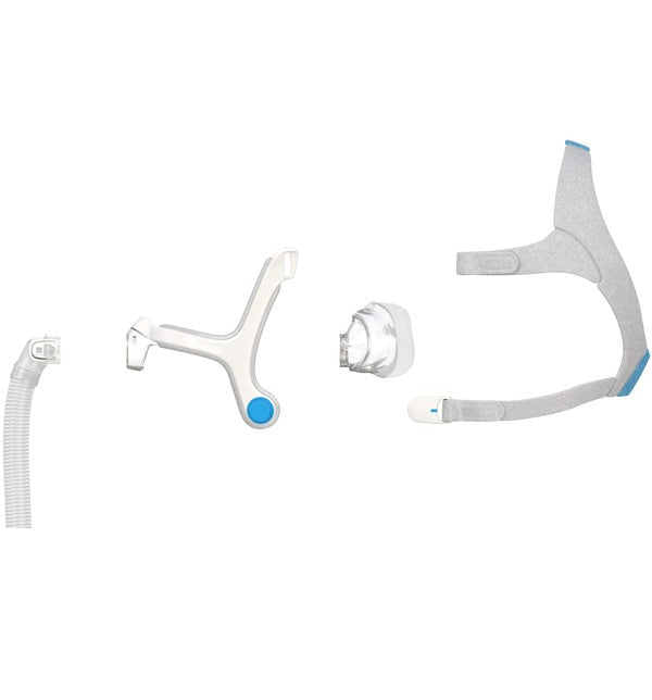 Individual components of the ResMed AirFit N20 nasal CPAP mask