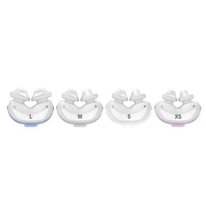 All four sizes of ResMed AirFit P10 nasal pillow cushions