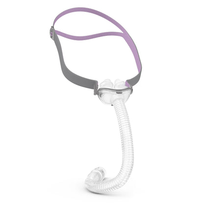 Left view of the ResMed AirFit P10 for Her nasal pillow CPAP mask