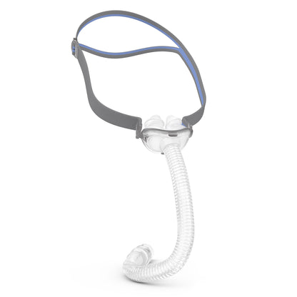 Left view of the ResMed AirFit P10 nasal pillow CPAP mask