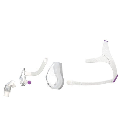 Individual components of the ResMed AirTouch N20 for Her Nasal CPAP Mask