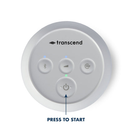 Transcend Micro Travel CPAP device with Start/Power button highlighted